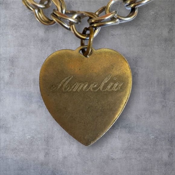 Charm Bracelet Religious Amelia 1959 Cross Heart 925 Sterling - Picture 2 of 7